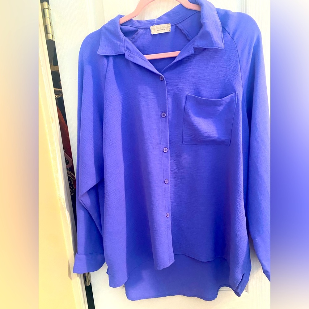 Deep Purple Oversized Button Down - image 1